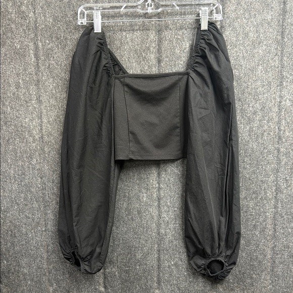 Topshop Black Sleek Crop Top - Picture 1 of 4